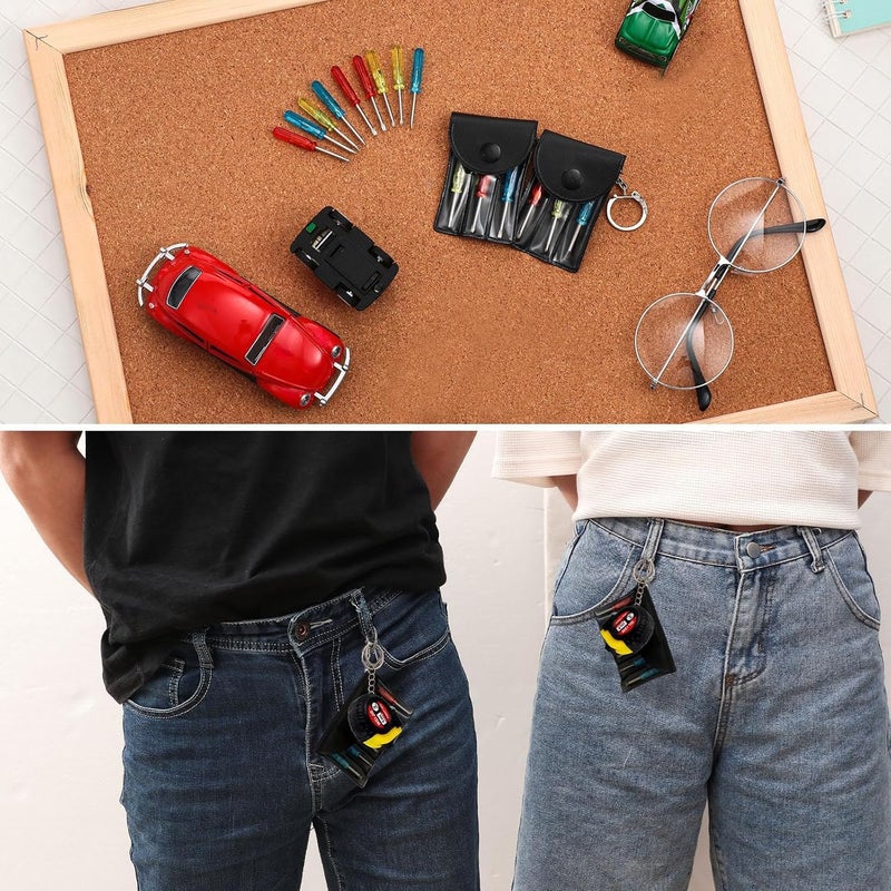 Mootycapa 6 Pcs Mini Screwdriver Keychain Tape Measure Keychains Set Mens Gift Bulk Retractable for Adult Xmas Tool Birthday Party - Image 5
